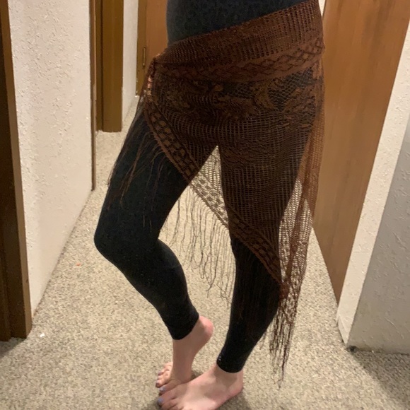 Chocolate Brown Crocheted Hip Scarf - Picture 2 of 2